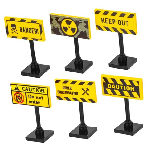 Supvox 6 Stück Warnschild- Warnschilder Bausteine Baustellen Warnzeichen Erwachsene Bausteine Straßenbau Verkehrszeichen DIY Verkehrszeichen aus Abs von Supvox