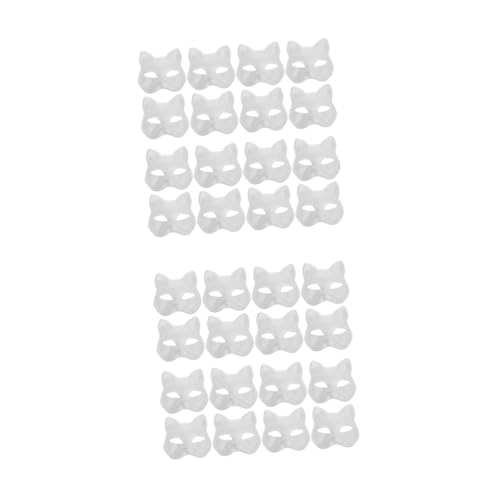 Supvox 60 Stck Teiliges DIY Katzenmasken aus Weißem Papier Unbemalte Bastelmasken mit Elastischem Band für Fasching Malunterricht Kostümparty und Kreative Handarbeit von Supvox