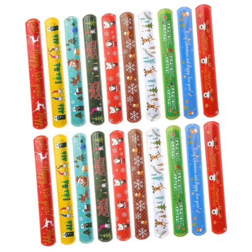 Supvox 60 Stck Teiliges Weihnachts Schnapparmband Verstellbare Bunte Slap Wristbands mit Festlichen Motiven Kinderfreundliche Partygeschenke und Mitgebsel für Weihnachtsfeiern und von Supvox