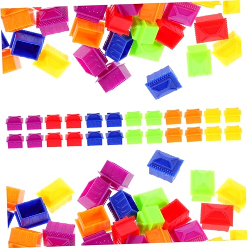 Supvox 60 Stück Brettspiel Ersatzhaus Spielfiguren Miniatur Kleinhaus Spiel Requisiten Spielmarken Schachspiel Ersatzzubehör Brettspielhaus Brettspiel Zubehör Kunststoff von Supvox