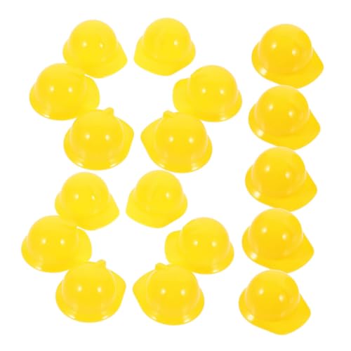 Supvox 60 Stück Mini Bauhelme Miniaturhelm Dekoration Doll Accessoire Party Deko Gelb Vielseitig für Kuchen Puppen Haustiere DIY Zubehör von Supvox