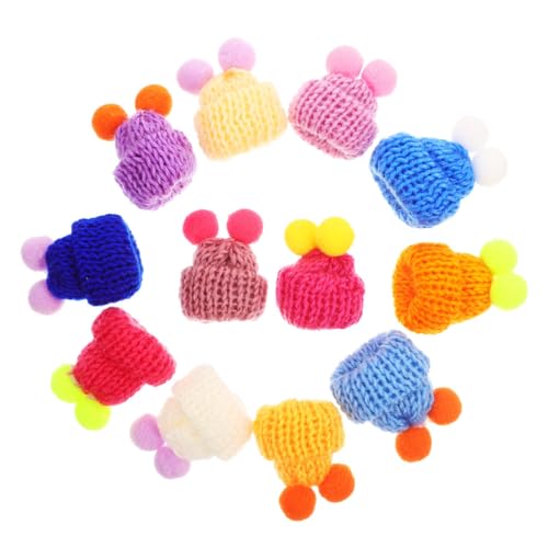 Supvox 60 Stück Mini Strickmützen aus Wollgarn DIY Bastelzubehör für Puppen Hausdekoration und Weihnachtsdeko Farblich Sortierte Kleine Mützen für Kreative Handarbeiten Zufällige Farbe von Supvox