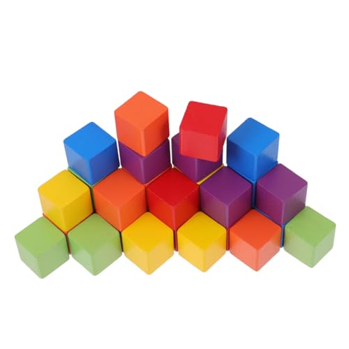 Supvox 60 Stück Teiliges Bunte Holzbausteine Kleine Quadratische Bauklötze aus Buchenholz Pädagogische Steckbausteine für Konzentrationsspiele und Kreatives von Kindern von Supvox
