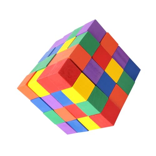 Supvox 60 Stück Teiliges Bunte Kleine Holzbausteine aus Hochwertigem Holz Kompakt und Leicht Pädagogisches Lernspielzeug für Kreativität und Geometriekenntnissen von Supvox