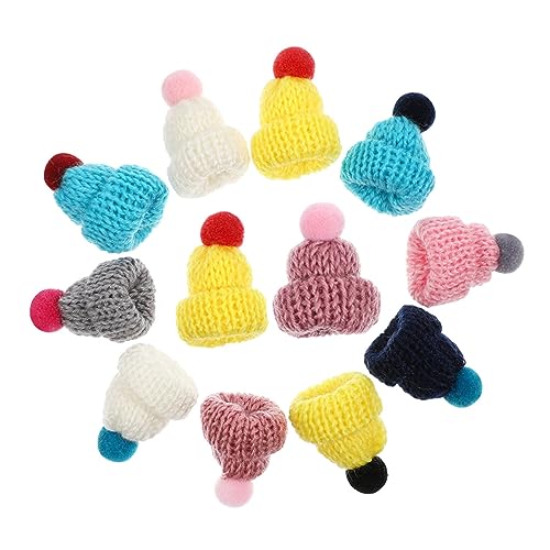 Supvox 60 Stück Teiliges Mini Strickmützen aus Weichem Wollgarn Vielseitige Miniaturen für DIY Bastelprojekte Puppendekoration und Weihnachts Partyaccessoires Farblich von Supvox