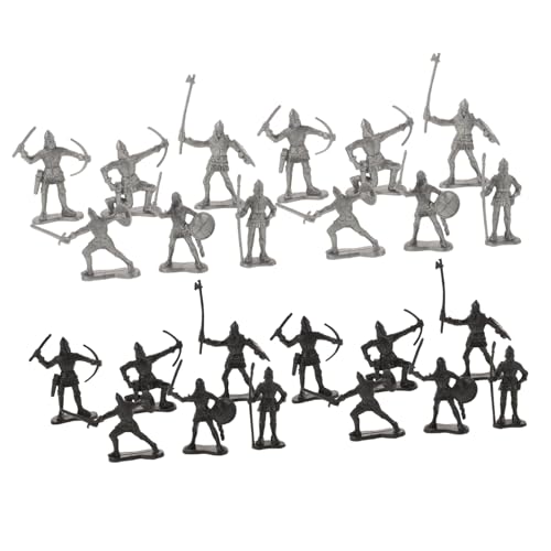 Supvox 60 Stück Teiliges Set Mittelalterliche Soldaten Miniaturfiguren Detailreiche Schwarze und Silberne Krieger Vielseitige Armee Modelle für Spiel Bildung und Dekoration Inklusive von Supvox