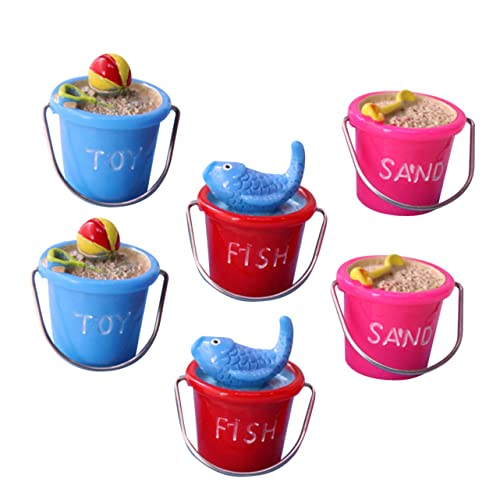 Supvox 6Stücke Mini Strand Eimer Teiliges Bezaubernde Mikrolandschaftsdekoration Für Sandtisch Und Blumentöpfe Sichere Und Langlebige Deko Rot Blau Und Rosé Für Kreative von Supvox
