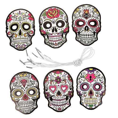 Supvox 6Stücke Papiermasken für Tag der Toten DIY Dekorative Masken für Halloween Langlebig und Praktisch Partygeschenk für Cosplay und Festliche Anlässe von Supvox