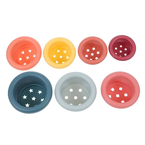 Supvox 7 Stück Teiliges Stapelbares Silikon Badespielzeug Bunte Badebecher für Kleinkinder Sicherer Greifspaß und Lernspielzeug für Interaktives Bad und Spielerisches Lernen von Supvox