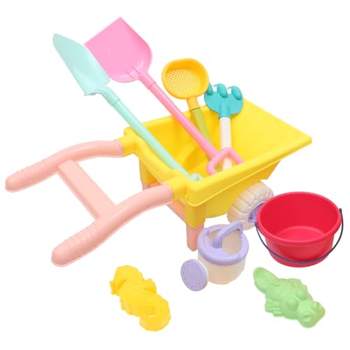Supvox 7 Stück Teiliges Strandspielzeug Set mit Trolley Sandspielzeug Eimer Schaufel Rechen Buntes Sandkastenspielzeug für Jungen und Mädchen Fördert Kreativität und Zufällige Farbe von Supvox