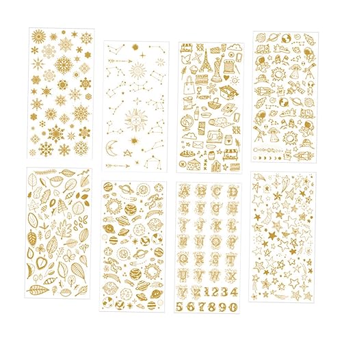 Supvox 8 Blatt Heißprägeaufkleber Dekorative Aufkleber Selbstklebende Aufkleber Kreative Tagebuchaufkleber Golden Supvox 8 Blatt Heißprägeaufkleber Dekorative Aufkleber Selbstklebende Aufkleber Kreative Tagebuchaufkleber Golden von Supvox