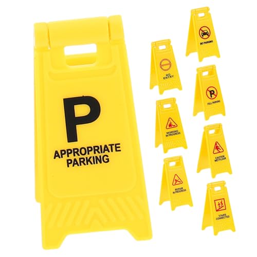 Supvox 8 Stück Kinderverkehrswarnschild Miniatur Simulation Von Verkehrszeichen Kognitives Für Verkehrsstütze Für Kinderspielzeug Plastik Yellow von Supvox