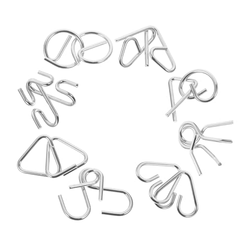 Supvox 8 Stück Neun Serien Puzzle Geist Rätsel Gehirn Denksportaufgaben Kinderspielzeug Bildungsspielzeug mit Metallschloss Denkspiel Eisen Silver von Supvox