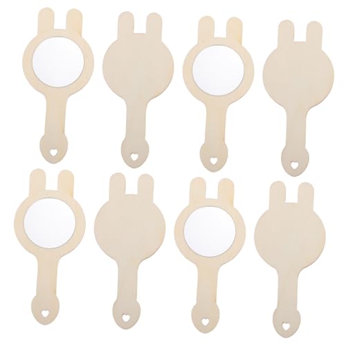 Supvox 8 Stück Teiliges DIY Holzspiegel Bastelset für Handliche Kleine Spiegel aus Leichtem Holz zum Bemalen und Dekorieren Kreatives Accessoire für Mädchen und Jungen für Kindergarten von Supvox