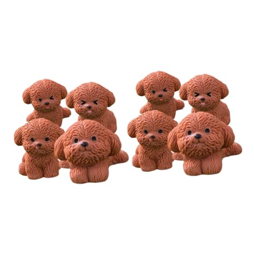 Supvox 8 Stück Teiliges Miniatur Teddywelpen aus Langlebigem Resin Realistische Kleine Tierfiguren für Mikro Landschaft Schreibtischdeko und Kreative Bastelornamente von Supvox