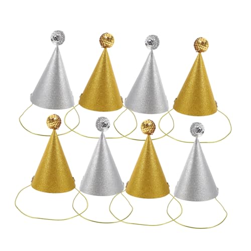 Supvox 8 Stück Teiliges Partyhüte aus Papier für Geburtstagsfeiern Glitzernde Triangelhüte Gold und Silber für Erwachsene für und Hochzeiten von Supvox