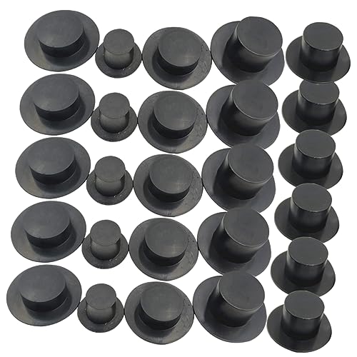 Supvox 80 Stück Miniatur Schwarze Hüte für Schneemann Dekoration DIY Zubehör für Bastelprojekte und Kreative Handarbeiten für Minihauspuppen und Weihnachtsfeiern von Supvox