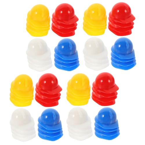 Supvox 80 Stück Teiliges Miniatur Sicherheitshelm aus Kunststoff Kleine Bauhelme für Puppen und Haustierdekoration Bunte Mini Helme für DIY Partydeko und Modellbau Rot Blau Gelb Weiß von Supvox
