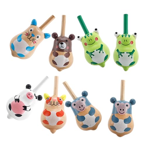 Supvox 8Stücke Holztiere Kreiselspielzeug Traditionelle Holzgyros Für Gemischte Designs Kreatives Holzspielzeug Motorik Und Spielspaß von Supvox