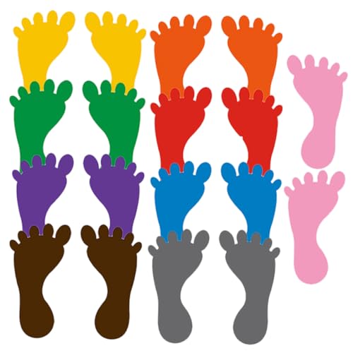 Supvox 9 Paare Fußabdruck Aufkleber Bodensticker Selbstklebend PVC Fußspuren Dekor Für Kindergarten Klassenzimmer Bad Und Zuhause Bunte Rutschhemmende Bodenaufkleber Zufällige Farbe von Supvox