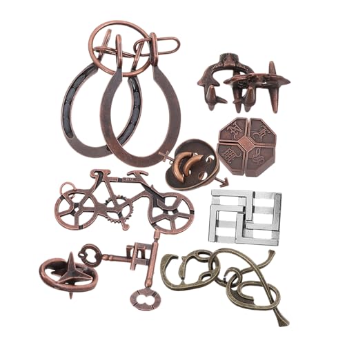 Supvox 9 Stück Luban-Schlossspielzeug Denkrätsel für Erwachsene Geist Denksportaufgaben für Erwachsene Puzzlespiele mit Metallschloss Metallpuzzles Zinklegierung von Supvox