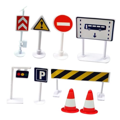 Supvox 9 Teiliges Modell Szenen Straßenschild Verkehrsbarriere Für Kleinkinder Schild Kognitives Straßensperren Verkehrsschild Kognitive Spiele Aus Kunststoff von Supvox