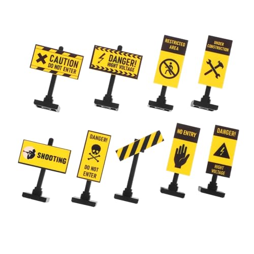 Supvox 9 Teiliges Warnschild Stoppschild Mini Vorsichtsschild Straßenschilder Ornamente Mini Puppenhaus Zubehör Miniatur Warnschild Miniatur Straßenhandwerk Mini Warnschild von Supvox