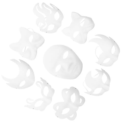Supvox 9Stücke DIY Papiermasken Leere Handbemalbare Masken für Erwachsene Fasching Halloween und Kreative Bastelprojekte von Supvox