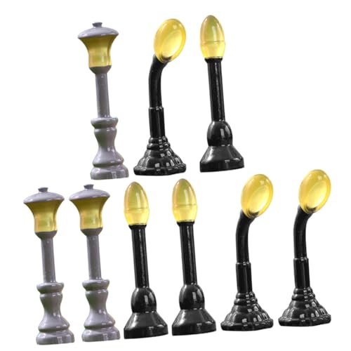 Supvox 9Stücke Straßenlaternen Dekoration Leuchtende Mikro Landschaftslichter Resin Gartenfiguren Für Kreative Garten Und Modellgestaltung von Supvox