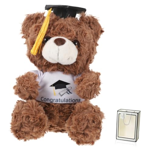 Supvox Arzt Hut Puppe Abschlussfeier abschlussgeschenk Plüschbär mit Talar Plüschtier mit Doktorhut Plüschbär mit Quaste Abschlusspuppe Abschluss gefüllter Plüschbär PP Baumwolle Brown von Supvox