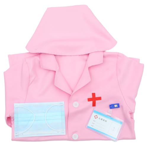 Supvox Arzt Kostüm Rosa Arztkittel für Jungen und Mädchen Rollenspiel Kostüm für Fasching Halloween und Geburtstagsfeiern Bequem und Sicher für Kreative Verkleidungen von Supvox