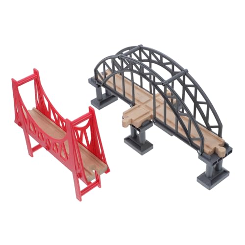 Supvox -Bahn-Gleis Eisenbahnbrücken Schienen Hängebrücke Eisenbahnzubehör konstruktionsspielzeug interaktives Holzstrecke kleines Brückenmodell Plastik von Supvox