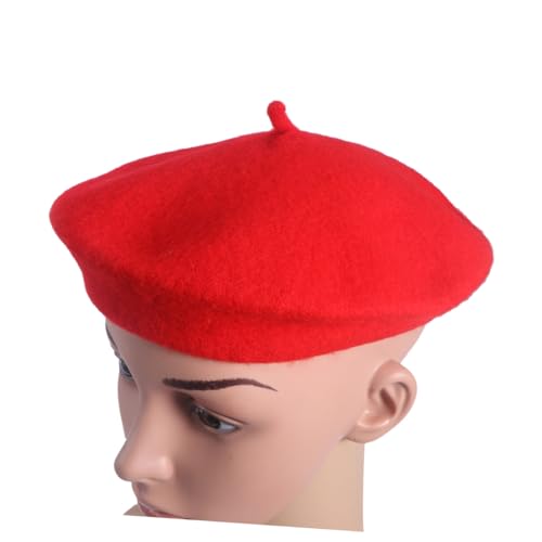 Supvox Baskenmütze Mädchen Herbst Winter Warm Wollmütze Französischer Stil Rotes Einfarbiges Beanie Für Schule Alltag von Supvox