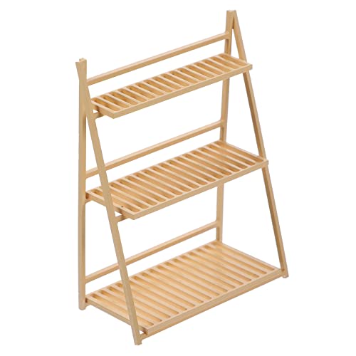 Supvox Blumenständer Modell Lagerregal simulieren Puppenhaus-Miniaturen drinnen Stand Balkon puppenstubenmöbel Dollhouse Furniture Mini Blumenständer Mini-Verzierung Mini Möbel Abs Khaki von Supvox