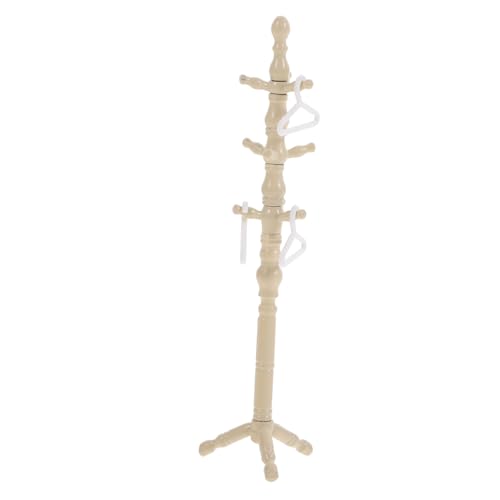 Supvox Bodengarderobe Puppenhaus Garderobenständer Kleiderablage Kleiderständer Miniatur-trockengestelle Mini- -lagerregale Mini-kleiderbügel Puppen Aufhänger Plastik Beige von Supvox