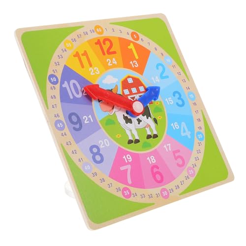 Supvox Bunte Holz Lernuhr für Zahlen und Zeitverständnis Pädagogisches aus Natürlichem Holz Robustes Lernmodell Farben und Formwahrnehmung für Vorschulkinder von Supvox