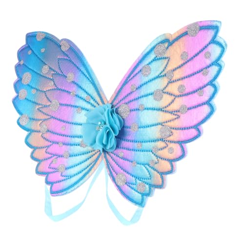 Supvox Bunte Schmetterlingsflügel Kleid Kinderkostüm Fee Partykostüm Flügel Engelsflügel -Performance-Flügel Cosplay-Flügel Stoff Blue von Supvox