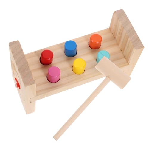Supvox Buntes Holz Klopfspielzeug Nagelbank für Hand Auge Koordination Frühkindliches Lernspiel Montessori Klopfbrett mit Säulen Farbige Nägel Geschicklichkeitsspiel von Supvox