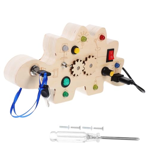 Supvox Busy Board Dinosaurier Holzspielzeug Lernspielzeug mit Elektronischer Schaltsimulation Fördert Feinmotorik Problemlösung und Kritisches Denken Robustes Material für Kleinkinder Ab von Supvox