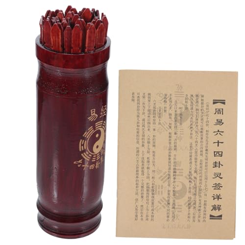 Supvox Chinesisches Divinationsspiel Holzstäbe mit Aufbewahrungseimer und Anleitung Handliches Feng Shui Wahrsage Brettspiel für Familie Büro Tempel Tragbar und Leicht von Supvox