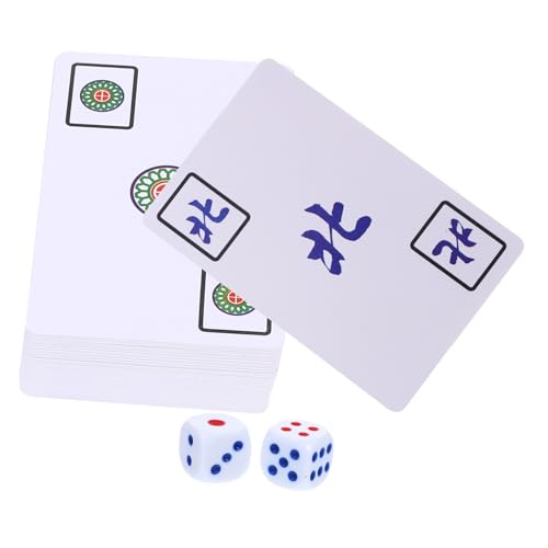 Supvox Chinesisches Mahjong Kartenspiel mit Würfeln Reise Tischspiel Familienspiel Spielzubehör Langlebig Feine Verarbeitung Leicht Ablesbar von Supvox