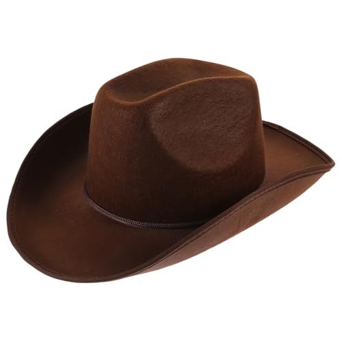 Supvox Cowboyhut Für Damen Und Herren Party Cowboy Hut Mit Zugband Western Stil Tiefbraun Für Fasching Und Kostümpartys Unisex Cowboyhüte von Supvox