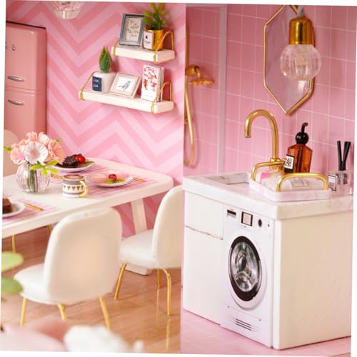 Supvox DIY Miniaturhaus Bausatz Kreatives Holzhaus Modell zum Selbstbauen Handliches Mini Cabin Model für Familien und Freunde Sicheres Bastelspielzeug für Altersgruppen als Geschenk von Supvox