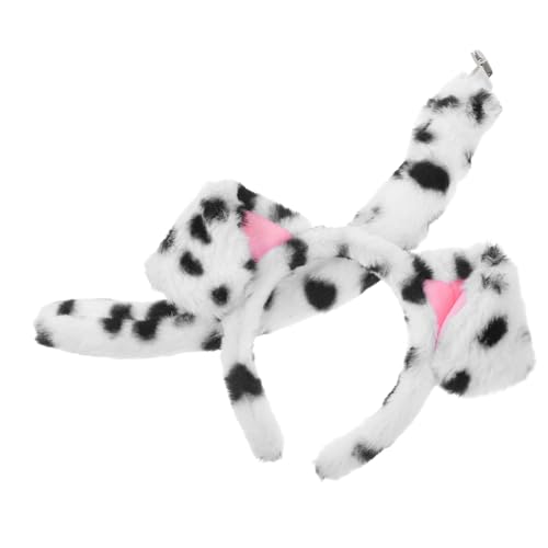 Supvox Dalmatiner Hundeohren Stirnband und Flauschige Welpen Ohren Haarschmuck Verstellbares Tierkostüm Zubehör für Mädchen Halloween Cosplay Party von Supvox