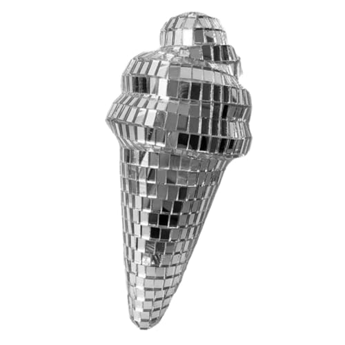 Supvox Eiscreme-Ornamente Dekorationen reflektierend klein Disco-Dekorationsparty Ball Disco- Disco-Ornament- Eiscremeförmiges Discokugel Schaum Silver von Supvox