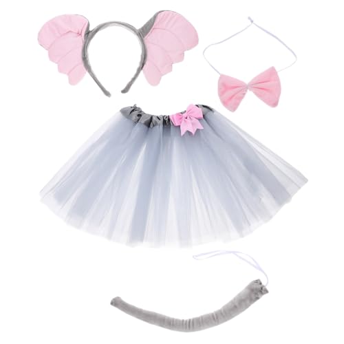 Supvox Elefantenkostüm Set mit Weichem Stirnband und Grauem Tüllrock Teiliges Halloween Cosplay Outfit für Jungen und Mädchen Leicht Bequem für Geburtstag und Kostümparty von Supvox