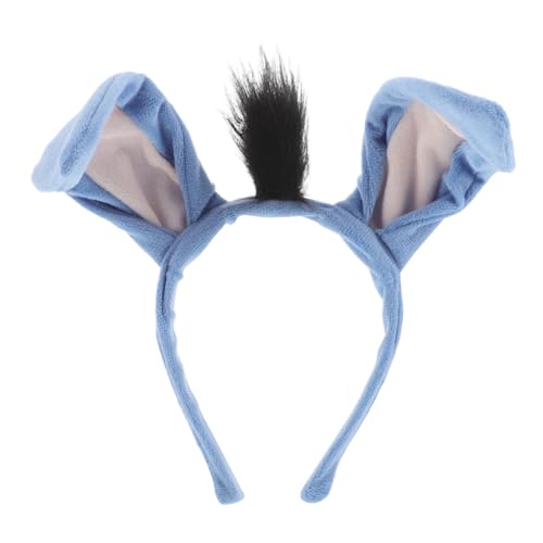 Supvox Esel Ohrhaarband Tierstirnbänder Halloween Stirnbandmädchen tierischer Kopfschmuck Tier-Stirnband-Kostüm Tierohren Haarreifen Kostümstirnband Halloween-Kopfschmuck Stoff Himmelblau von Supvox
