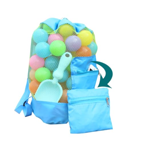 Supvox Faltbare Strandtasche für Mesh Tote Bag mit Griffen zum Sammeln von Muscheln und Sandspielzeug Blau für Strand Schwimmbad und Outdoor Aktivitäten von Supvox