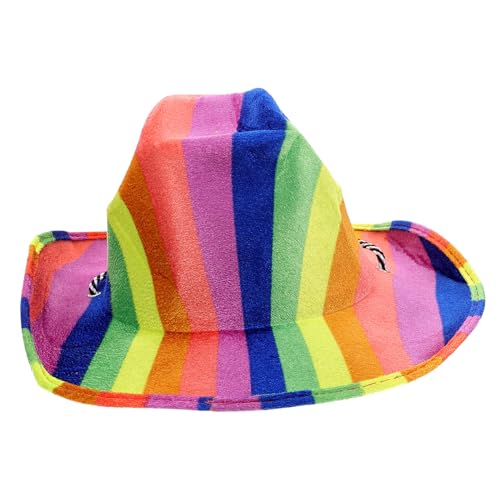 Supvox Filz Cowboyhut Cowboy Stil Bunter Farbprint Leichter Damen Herren Westernhut für Fasching Kostüm Bühnenauftritt Cosplay Mottoparty von Supvox