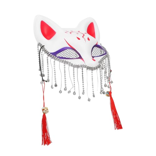 Supvox Fox Maske Halbgesichtsmaske mit Strassverzierung und Quasten Karneval Dekorative Fuchsgesichtsmaske für Geburtstagsparty Cosplay und Maskenball von Supvox
